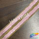 SALE! 1 3/8" 2-row Square Stud Iron On Trim with Chain Border, IRT-007C