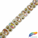 1 1/8" Peach/Peach AB Oval/Round Colored Iron on Trim, IRT-011