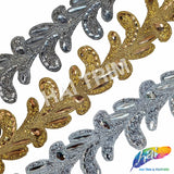 3 1/4" Leaf Vine Crystal Iron on Trim, IRT-023