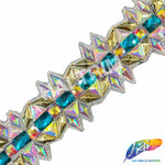 2 7/8" Gold/Teal/Purple AB Resin Iridescent Iron on Trim, IRT-074