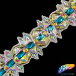 2 7/8" Gold/Teal/Purple AB Resin Iridescent Iron on Trim, IRT-074