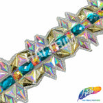 2 7/8" Gold/Teal/Purple AB Resin Iridescent Iron on Trim, IRT-074