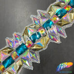 2 7/8" Gold/Teal/Purple AB Resin Iridescent Iron on Trim, IRT-074