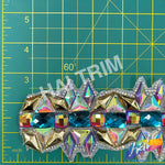 2 7/8" Gold/Teal/Purple AB Resin Iridescent Iron on Trim, IRT-074