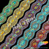 2 1/2” Multicolored Stone Medallion Iron on Trim, IRT-078