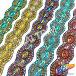 2 1/2” Multicolored Stone Medallion Iron on Trim, IRT-078