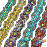 2 1/2” Multicolored Stone Medallion Iron on Trim, IRT-078