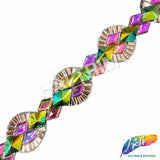 1 1/4” Multicolor Resin Stone Diamond Iron on Trim, IRT-083