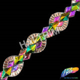 1 1/4” Multicolor Resin Stone Diamond Iron on Trim, IRT-083
