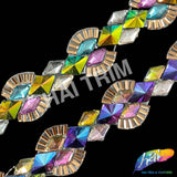 1 1/4” Multicolor Resin Stone Diamond Iron on Trim, IRT-083