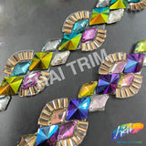 1 1/4” Multicolor Resin Stone Diamond Iron on Trim, IRT-083