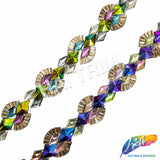 1 1/4” Multicolor Resin Stone Diamond Iron on Trim, IRT-083