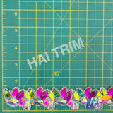 1 1/2”  Neon Pink/Neon Yellow/Multicolor Stone Iron on Trim, IRT-089
