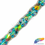 1 1/4” Teal/Purple AB/Aqua AB Resin Stone Iron on Trim, IRT-106