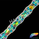 1 1/4” Teal/Purple AB/Aqua AB Resin Stone Iron on Trim, IRT-106