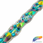 1 1/4” Teal/Purple AB/Aqua AB Resin Stone Iron on Trim, IRT-106