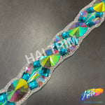 1 1/4” Teal/Purple AB/Aqua AB Resin Stone Iron on Trim, IRT-106