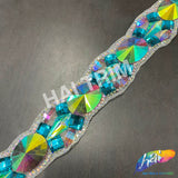 1 1/4” Teal/Purple AB/Aqua AB Resin Stone Iron on Trim, IRT-106