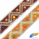 1 1/4" Colorful Beaded Iron On Trim , IRT-110