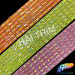 2 1/4" 6-row Baguette Rhinestone Iron on Trim, IRT-129 Neon