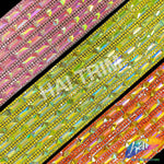 2 1/4" 6-row Baguette Rhinestone Iron on Trim, IRT-129 Neon