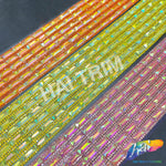 2 1/4" 6-row Baguette Rhinestone Iron on Trim, IRT-129 Neon