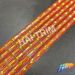 2 1/4" 6-row Baguette Rhinestone Iron on Trim, IRT-129 Neon