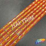 2 1/4" 6-row Baguette Rhinestone Iron on Trim, IRT-129 Neon