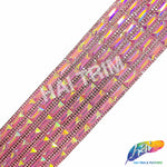 2 1/4" 6-row Baguette Rhinestone Iron on Trim, IRT-129 Neon
