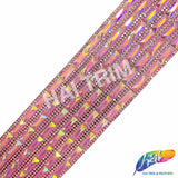 2 1/4" 6-row Baguette Rhinestone Iron on Trim, IRT-129 Neon
