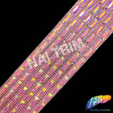 2 1/4" 6-row Baguette Rhinestone Iron on Trim, IRT-129 Neon
