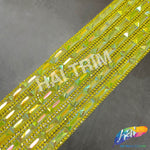 2 1/4" 6-row Baguette Rhinestone Iron on Trim, IRT-129 Neon