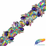 2 1/4" Multicolor Purple AB Spike Iron On Trim, IRT-157