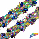 2 1/4" Multicolor Purple AB Spike Iron On Trim, IRT-157