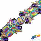 2 1/4" Multicolor Purple AB Spike Iron On Trim, IRT-157