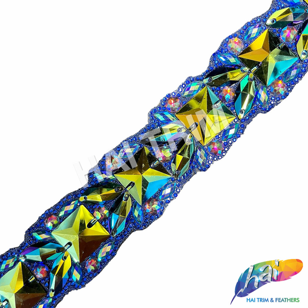 Multicolor Rhimestone Fringe 1 5/8
