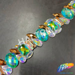 1 3/8" Multicolored Resin Stone Iron On Trim, IRT-173