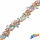 1 1/2" Rose Gold/Crystal AB Rhinestone Iron On Trim, IRT-175