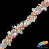 1 1/2" Rose Gold/Crystal AB Rhinestone Iron On Trim, IRT-175