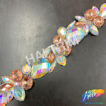 1 1/2" Rose Gold/Crystal AB Rhinestone Iron On Trim, IRT-175