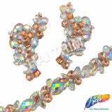 Rose Gold/Crystal AB Rhinestone Iron On Applique (sold by pair), IRA-149