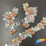 Rose Gold/Crystal AB Rhinestone Iron On Applique (sold by pair), IRA-149