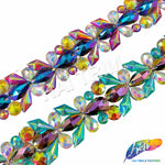 1 3/8" Multicolored Resin Stone Iron On Trim, IRT-176