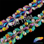 1 3/8" Multicolored Resin Stone Iron On Trim, IRT-176