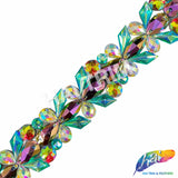 1 3/8" Multicolored Resin Stone Iron On Trim, IRT-176