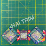 2 3/4" Multicolored Purple AB/Coral AB Geometric Diamond Iron On Trim, IRT-179