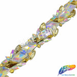 2 1/2" Crystal AB/Gold Resin Stone Iron On Trim, IRT-180