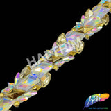 2 1/2" Crystal AB/Gold Resin Stone Iron On Trim, IRT-180