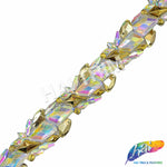 2 1/2" Crystal AB/Gold Resin Stone Iron On Trim, IRT-180