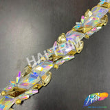 2 1/2" Crystal AB/Gold Resin Stone Iron On Trim, IRT-180